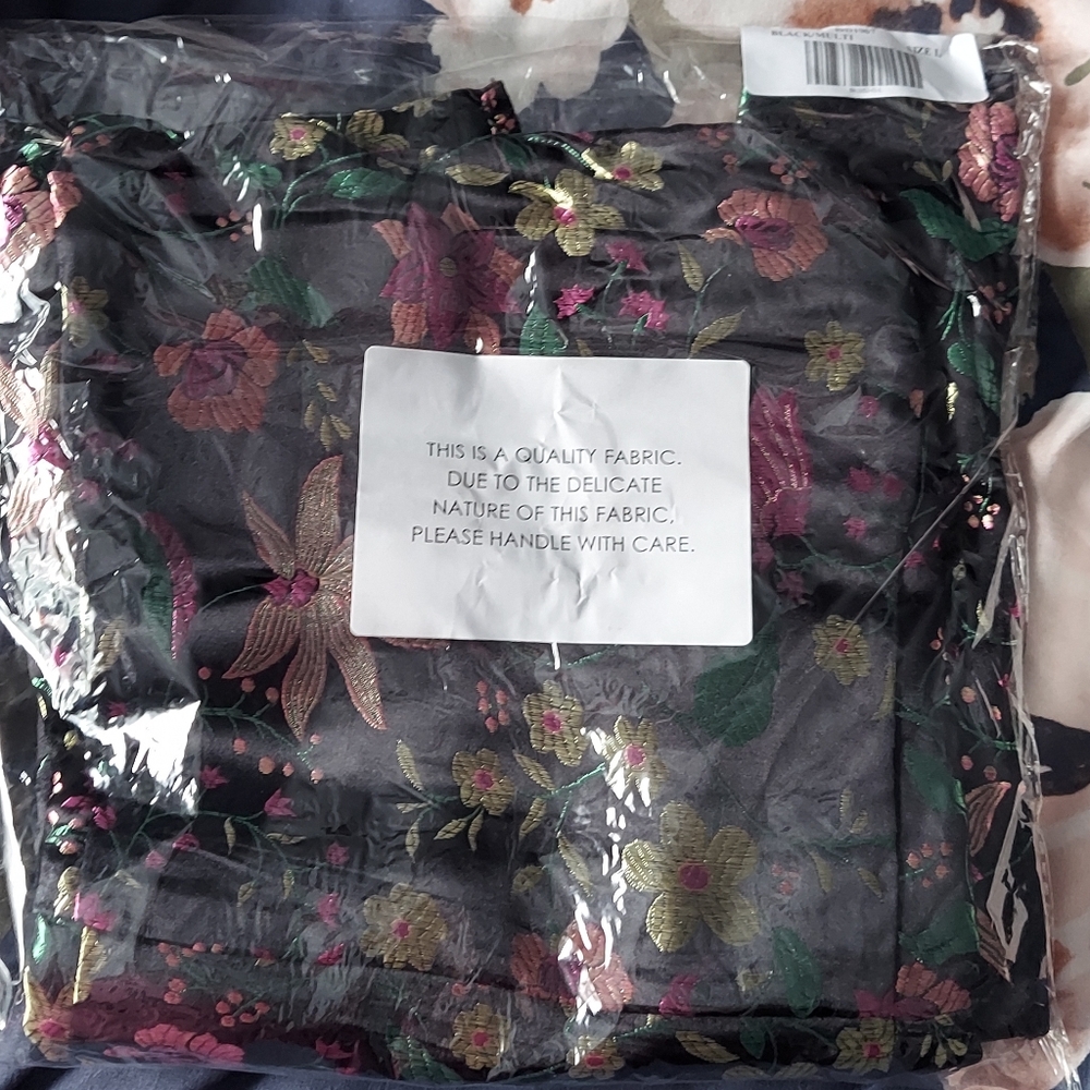 Lulu's Black Strapless Floral Midi Dress with Pink, Yellow & Green Accents - Picture 9 of 9